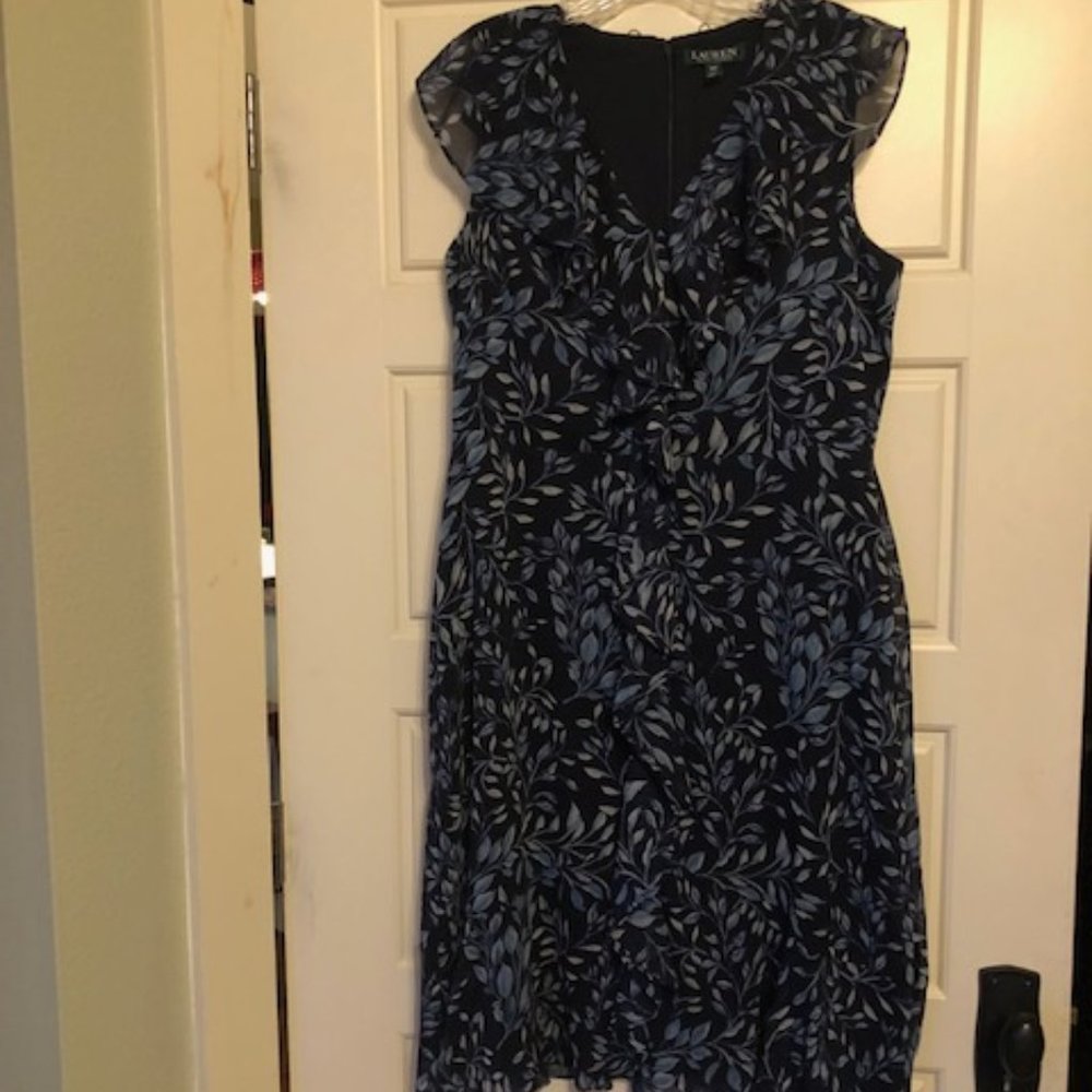 Women's Blue Floral Dress - size 14P